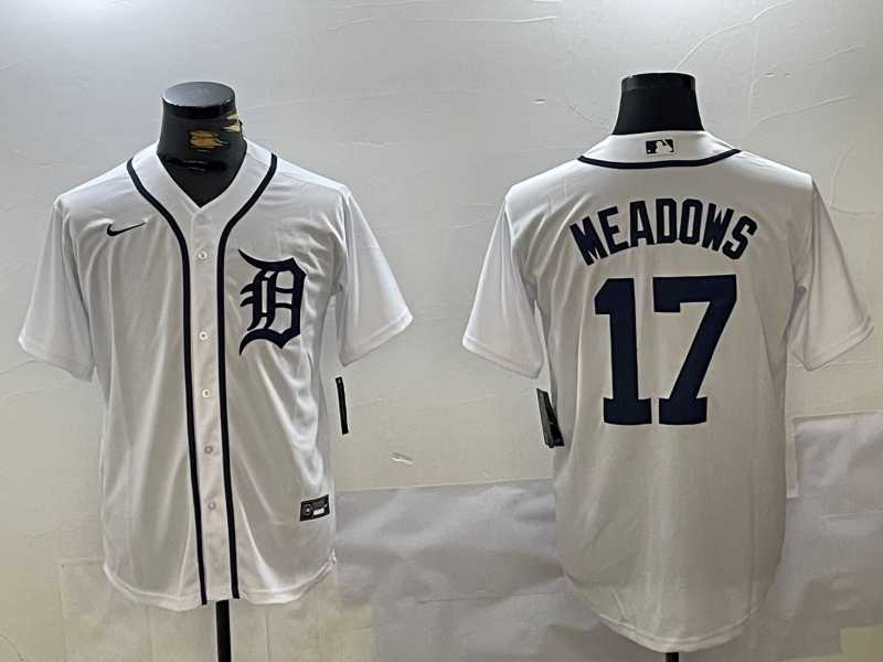 Men%27s Detroit Tigers #17 Parker Meadows White Cool Base Stitched Jersey->chicago cubs->MLB Jersey